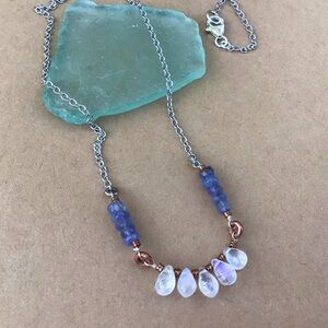 Moonstone Tanzanite Silver Sundance Charm Necklace